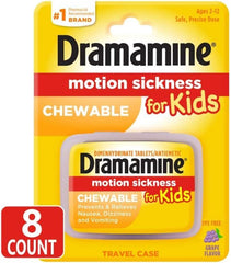Family on a car ride with Dramamine ready for motion sickness relief.