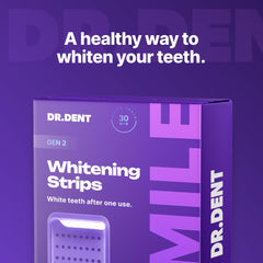 Pack of 42 whitening strips laid out for use