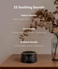 Dreamegg D1 Nova 25-sounds library enables personalized, calming sleep sessions.