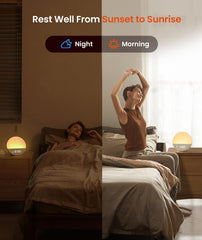 Dreamegg Sunrise 1 bedside setup supports wind-down routine suggestions.