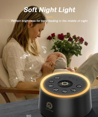 Dreamegg White Noise Machine night light glows softly for gentle night routines.