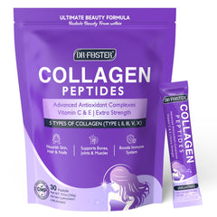 Front view of DRFOSTER Collagen Peptides 30-stick packets