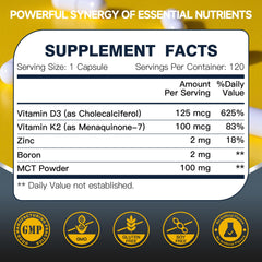 Back label with dosage and supplement facts