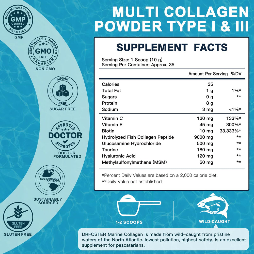 Close-up of hydrolyzed marine collagen powder