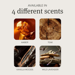Drift Amber candle with packaging and decor