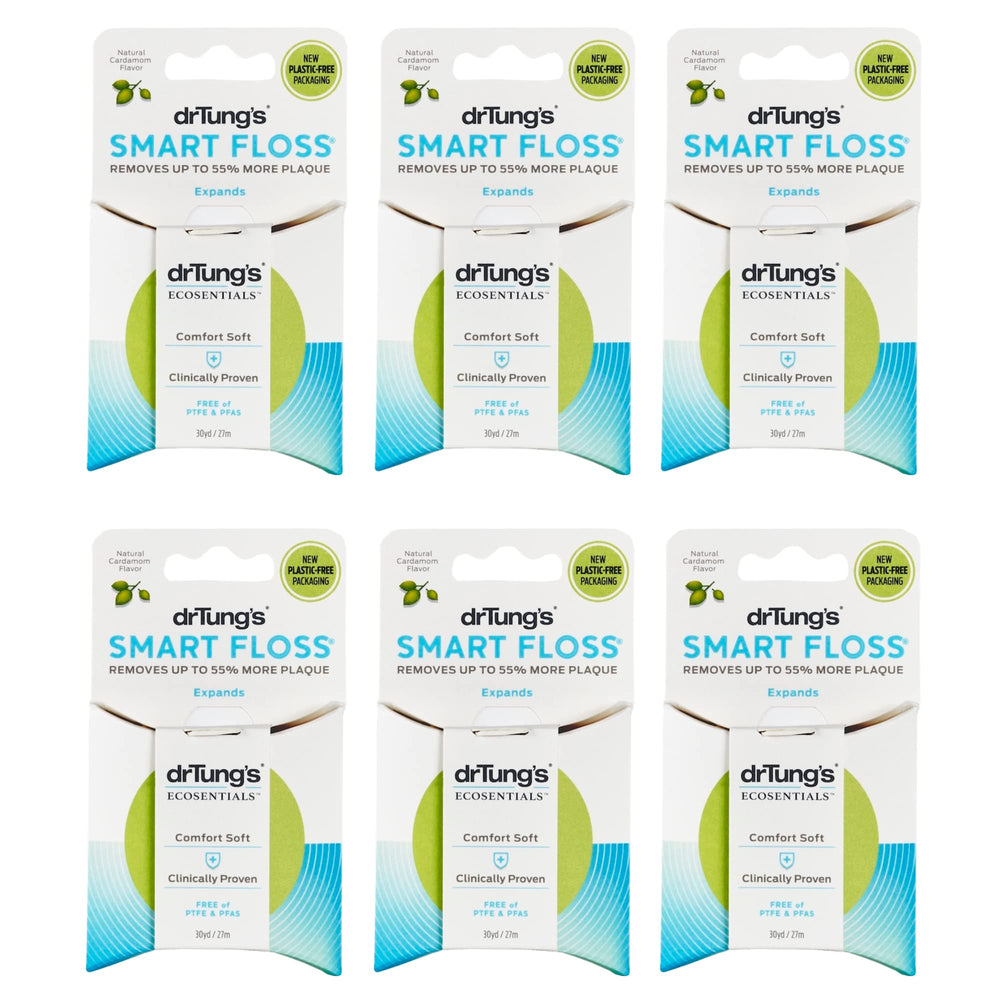 drTung's Smart Floss 30 yds Cardamom Flavor - six-pack packaging front