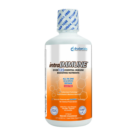 Drucker Labs intraIMMUNE organic liquid daily immune support bottle – front view