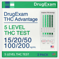Two-pack DrugExam THC urine drug screen test kit front view