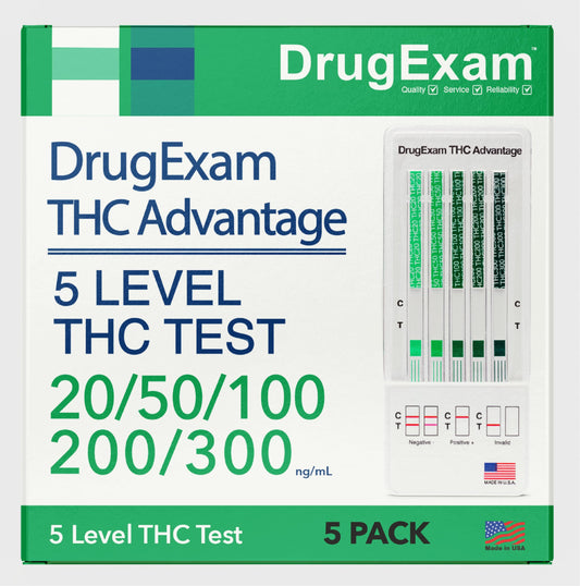 DrugExam 5 Pack Marijuana Test Dip Card kit – front view