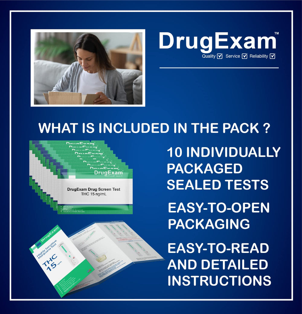 Close-up of DrugExam THC urine test strip