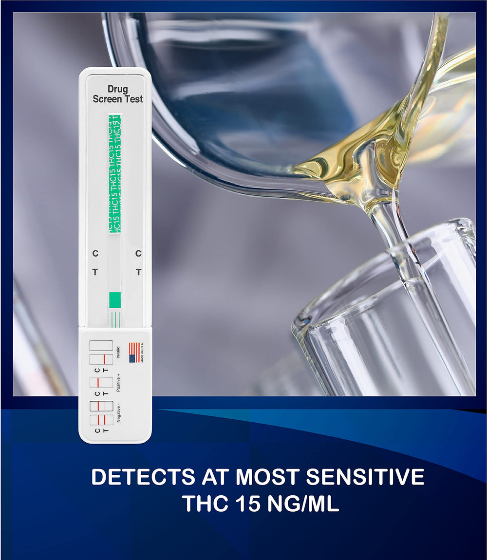 Fast 5-minute results on DrugExam THC urine test strips