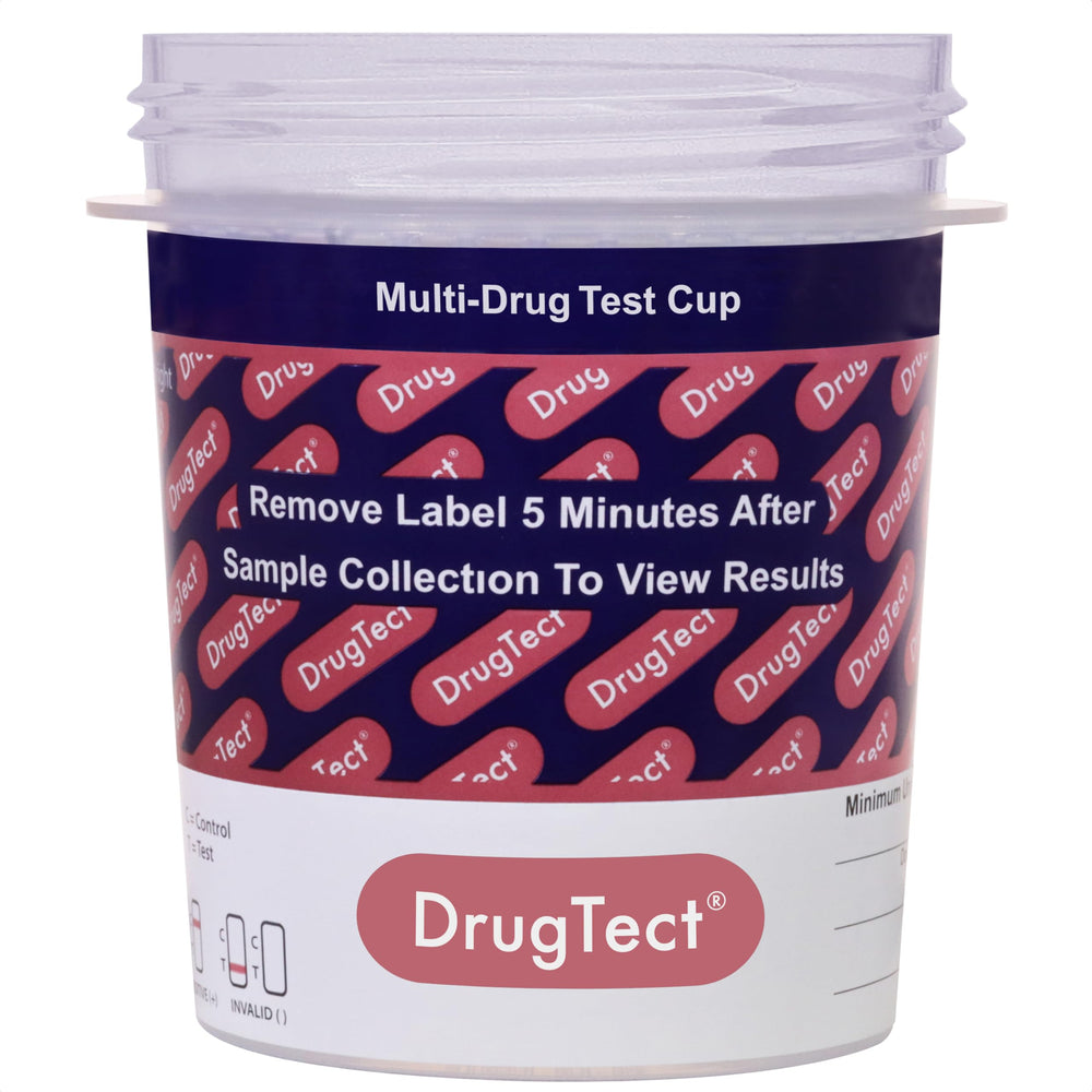 Intended use diagram for DrugTect 14-panel drug test cup