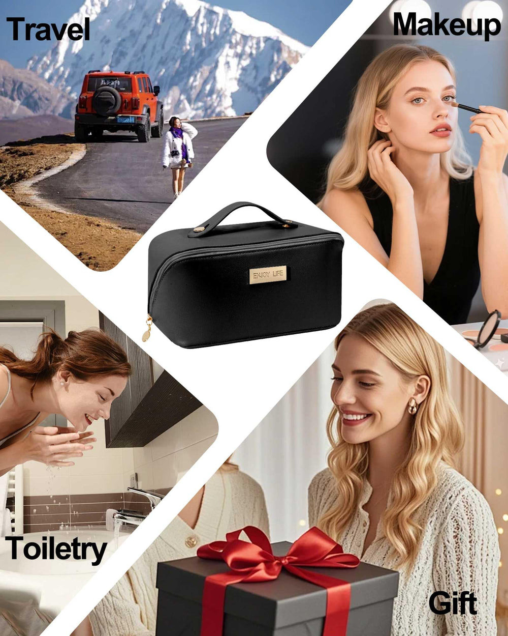 DSDCDJ travel makeup bag easy-clean interior for quick maintenance