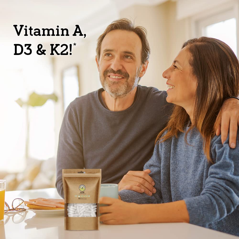 Graphic showing vitamins A, D3, and K2 for bone and heart health
