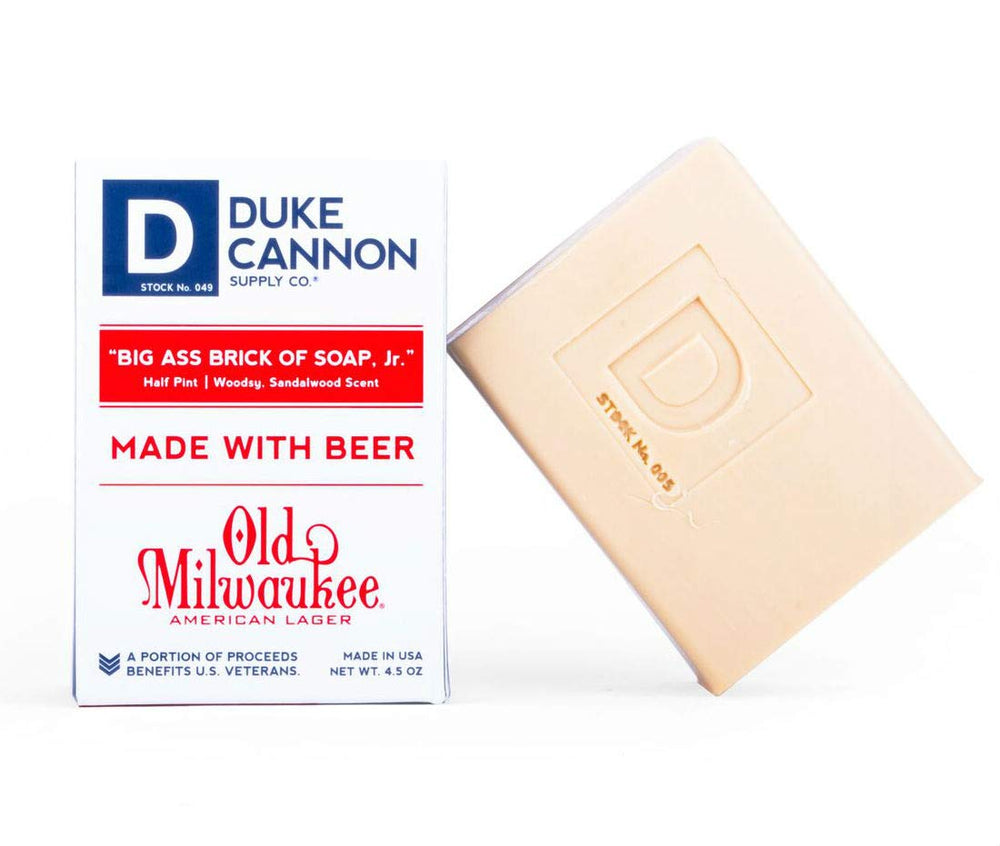 Duke Cannon Big Ass Brick Beer Soap Half Pint front view for rugged cleanse.