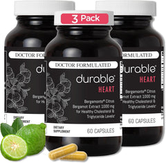 Durable Heart bergamonte capsules showcase citrus bergamot for heart health support.