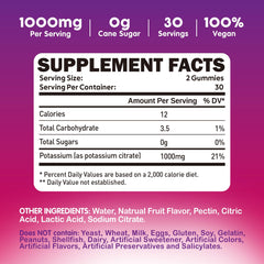 Dosage and serving size graphic for 1000mg potassium