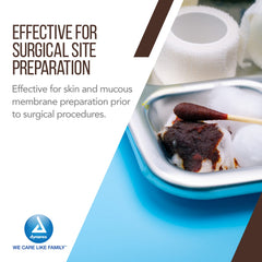 Close-up of pour spout on Dynarex Povidone-Iodine Scrub Solution