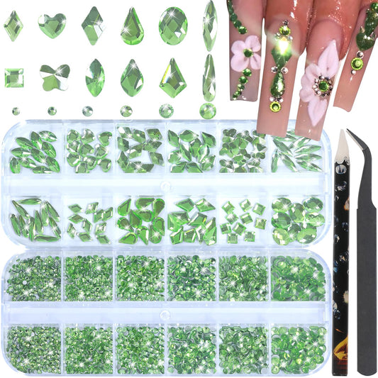 DZHILHMX nail rhinestones kit with flat-back gems for DIY nail art sparkle.