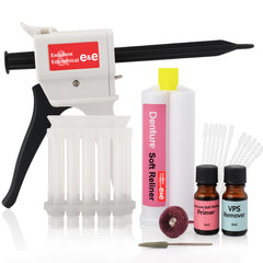 E&E Denture Soft Reline Kit contents displayed