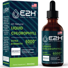 Bottle of E2H Chlorophyll Liquid Drops front view