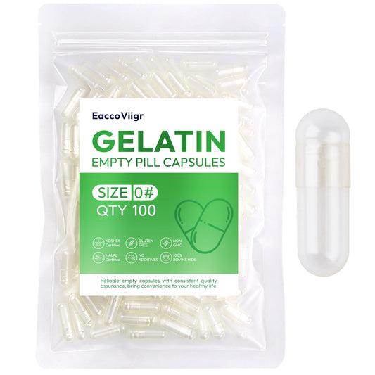 EaccoViigr Size 0 gelatin empty capsules, 100 count, clear