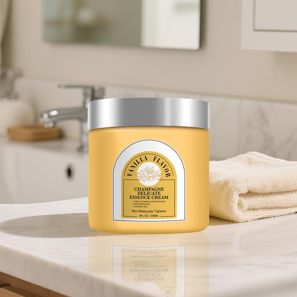 EAEVDJ Champagne Body Cream on skin delivering a non-sticky finish.