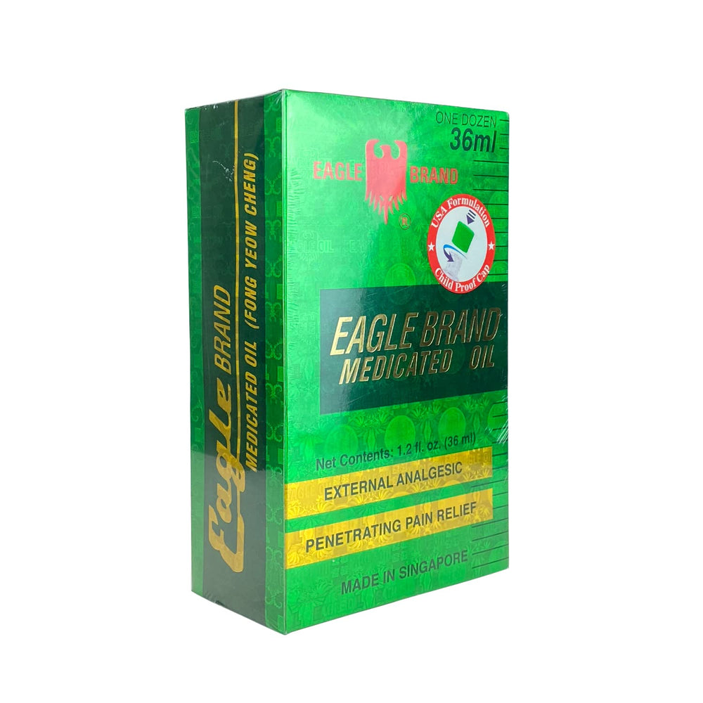 Green color Eagle Brand medicated oil bottle