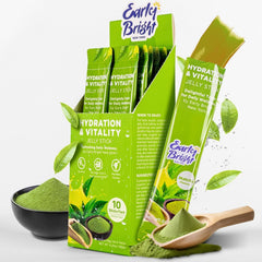 EARLY BRIGHT NEW YORK Jelly Sticks Matcha flavor open pack for a refreshing morning boost after drinking.