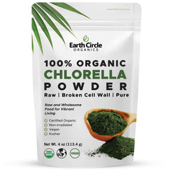 Earth Circle Organics Chlorella Powder – Kosher & Vegan, 4oz packaging