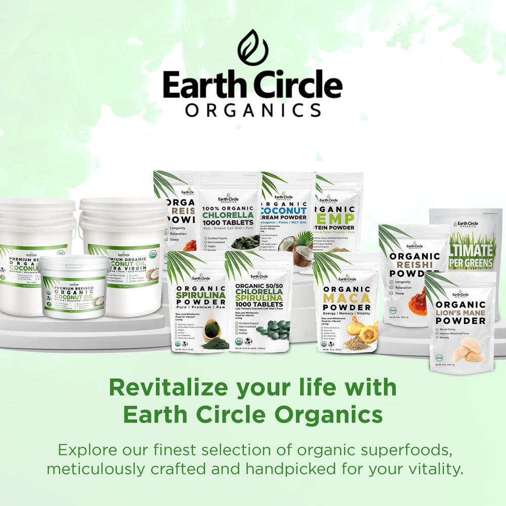 Vitamins and minerals icons with chlorella powder
