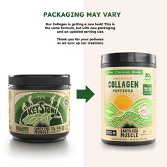 Earth Fed Muscle collagen scoop pour, easy to mix into beverages and foods.