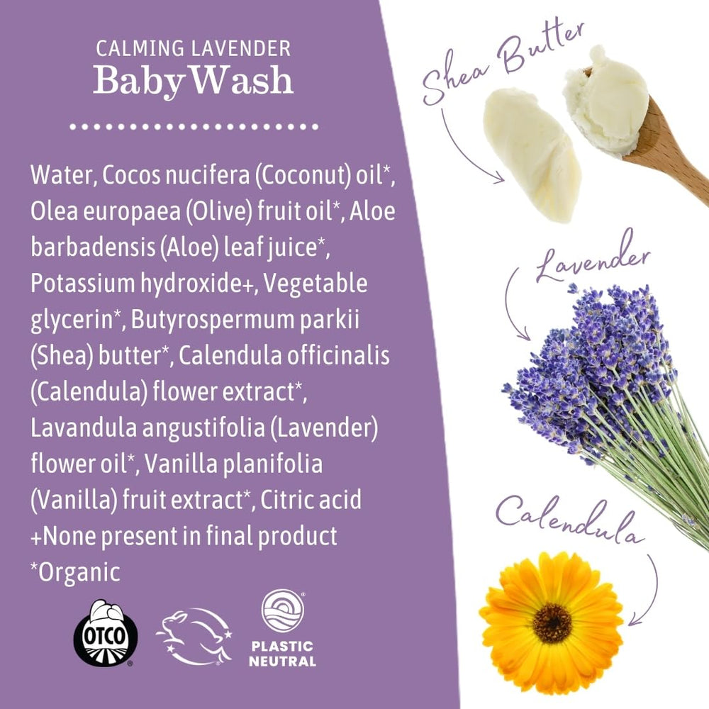 Close-up of the foaming texture of the lavender baby wash