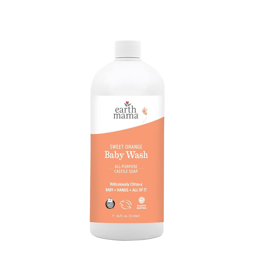 Earth Mama Sweet Orange Baby Wash bottle with pump