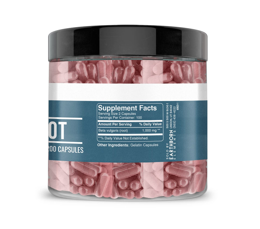 Close-up of Earthborn Elements Beet Root Capsules