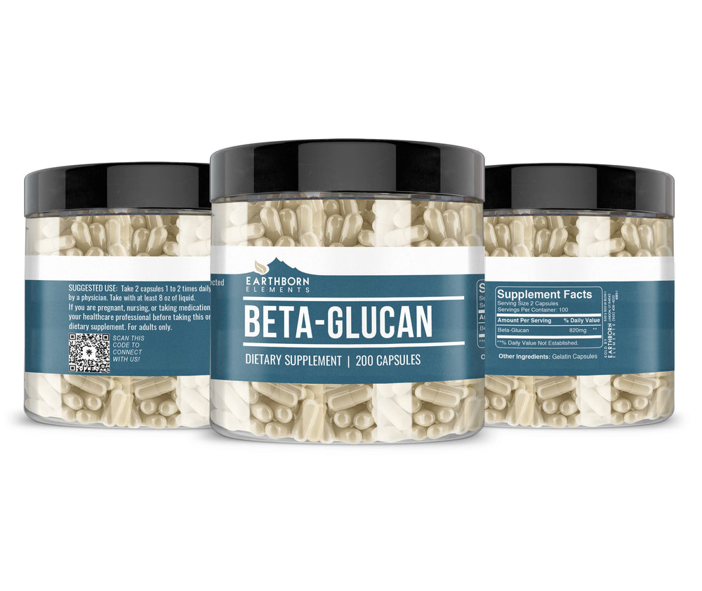Beta Glucan 200 Capsules label - Earthborn Elements