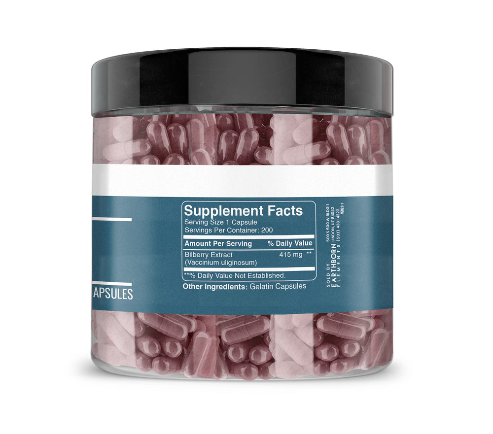 Close-up of Bilberry Extract capsules