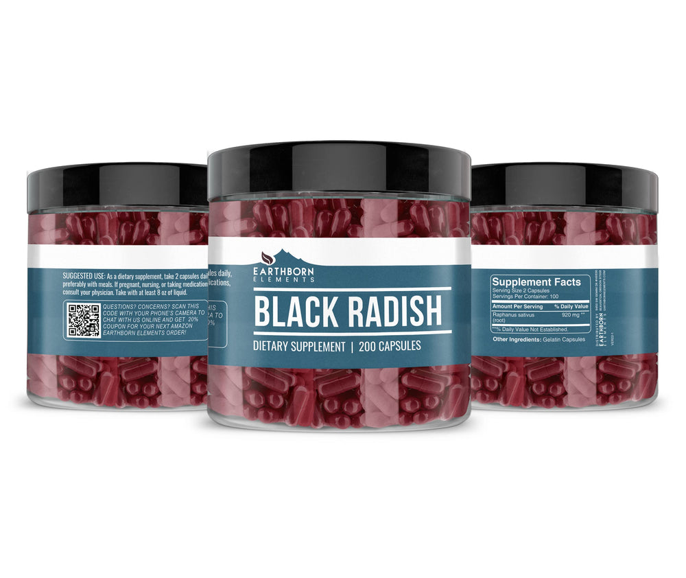 Diagram showing 100 day supply of Black Radish capsules