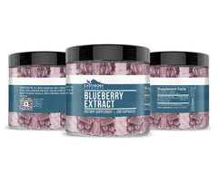 Close-up of blueberry extract capsules