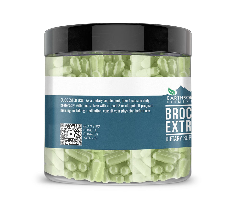 Close-up of broccoli extract capsules
