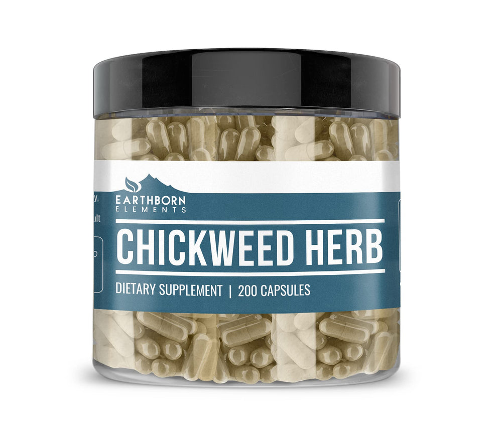 Earthborn Elements Chickweed Herb Capsules bottle front - 200 capsules