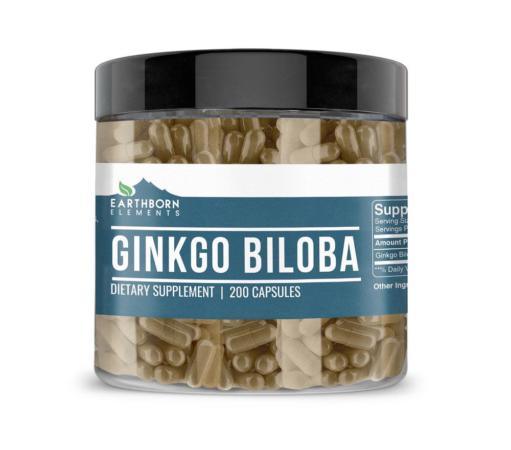 Earthborn Elements Ginkgo Biloba 200 Capsules bottle label