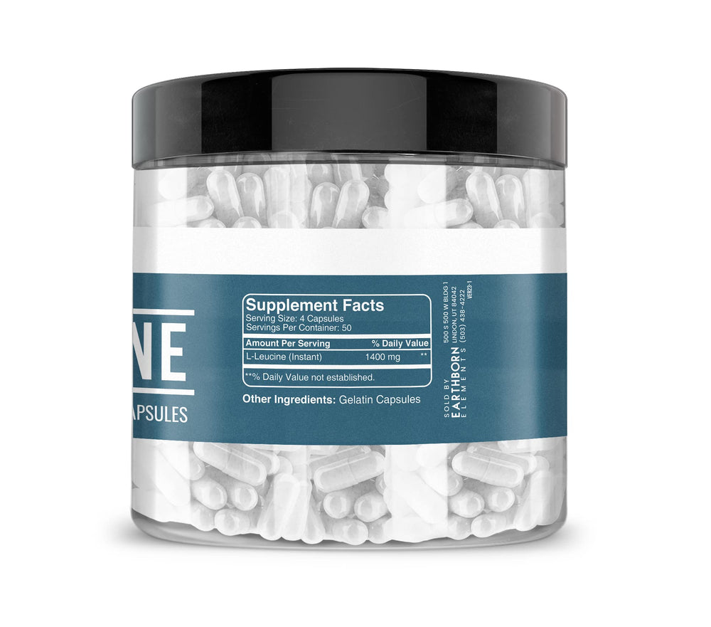Earthborn Elements L-Leucine capsules arranged