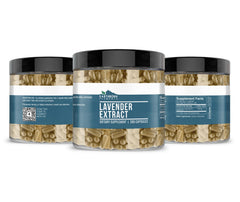 Graphic illustrating a 200-day supply of lavender extract capsules