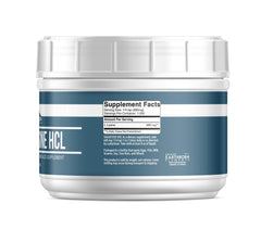 Lysine HCL powder label close-up