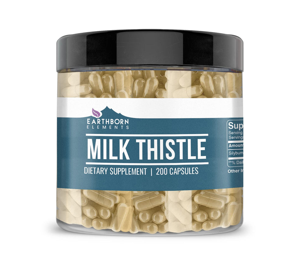 Earthborn Elements Milk Thistle 200 Capsules bottle and label