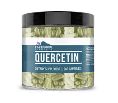Earthborn Elements Quercetin 200 capsules bottle on countertop