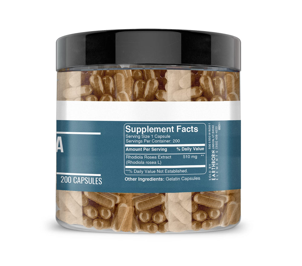 Rhodiola Rosea Root Extract label close-up