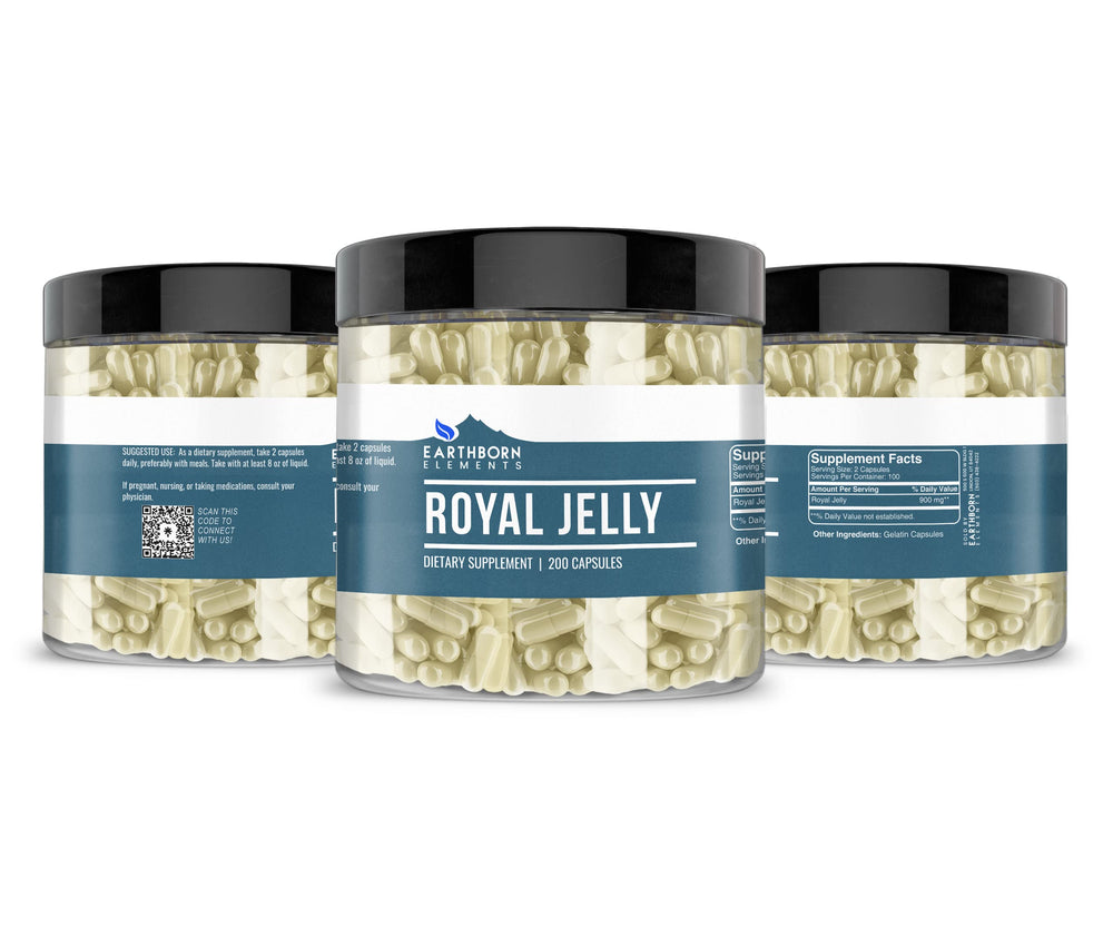 Ingredients and absence of fillers or preservatives highlighted for Earthborn Elements Royal Jelly