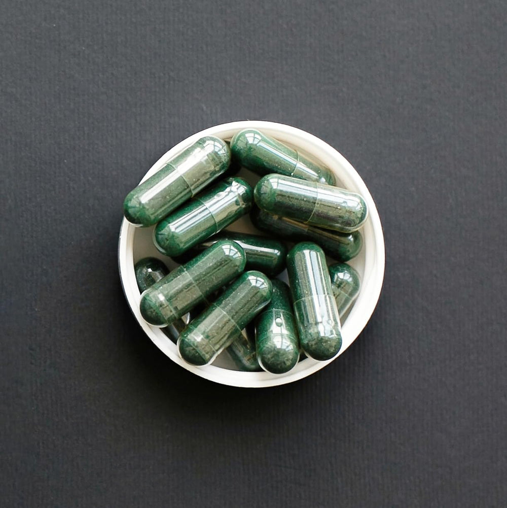 Healthy lifestyle with Spirulina capsules